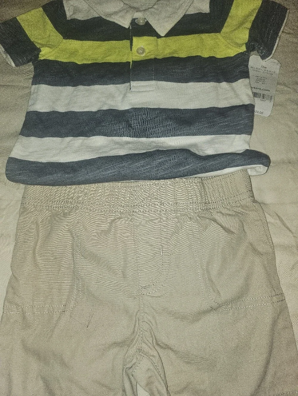 Carter's Striped Polo in Yellow, Cream & Gray 12 Months NWT